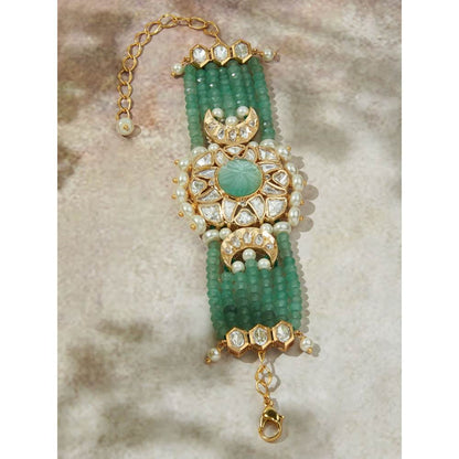 Joules By Radhika Gold Tone Green Polki Bracelet