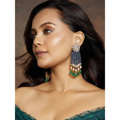 Joules By Radhika Blue Beaded Gold Tone Earring