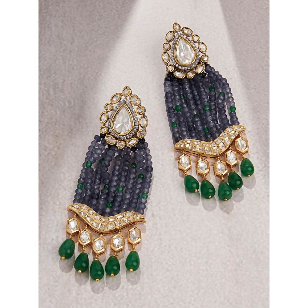 Joules By Radhika Blue Beaded Gold Tone Earring