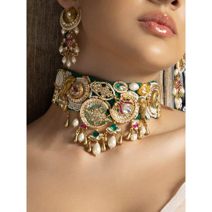 Joules By Radhika Multi-Colour Timeless Choker With Pearls Set