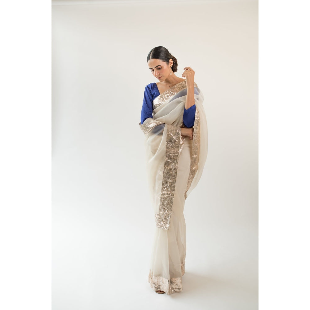 KAPARDARA Ivory Orion Hand Crafted Saree