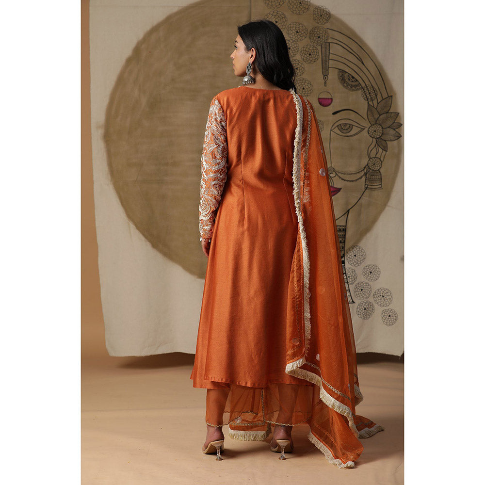 Arpita Sulakshana Burnt Orange Kurta Pant with Dupatta (Set of 3)