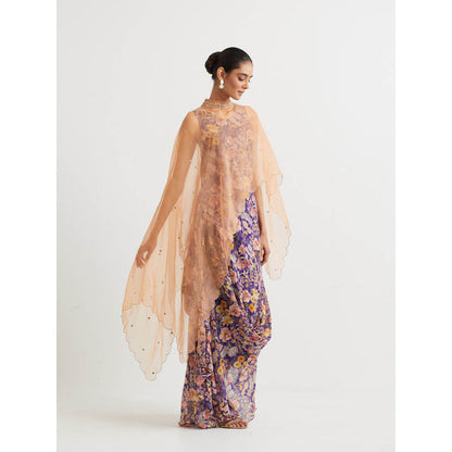 KAVITA BHARTIA Cape with Floral Dress in Multi-Color (Set of 2)