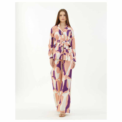 KoAi Purple, White and Orange Abstract Pants