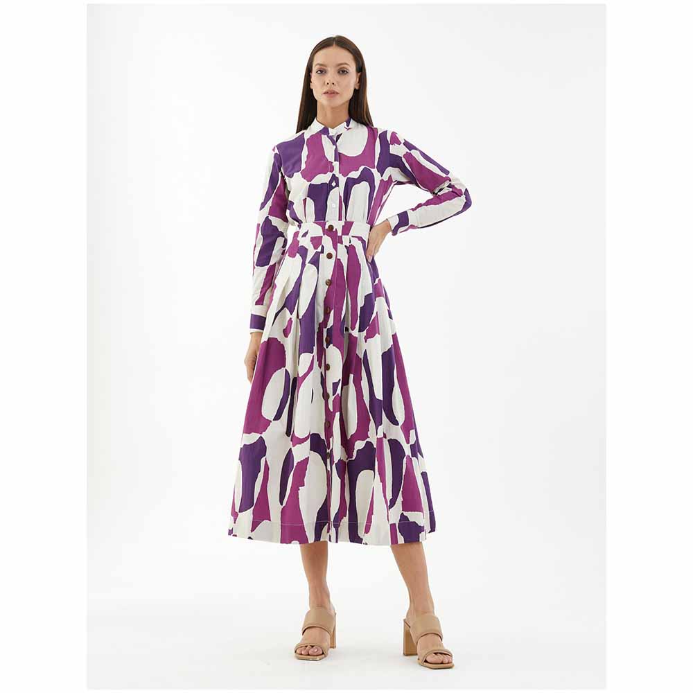 KoAi Purple, Pink and White Abstract Shirt