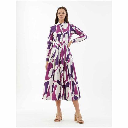 KoAi Purple, Pink and White Abstract Shirt