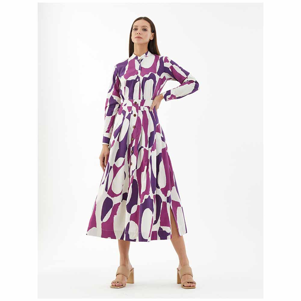 KoAi Purple, Pink and White Abstract Shirt