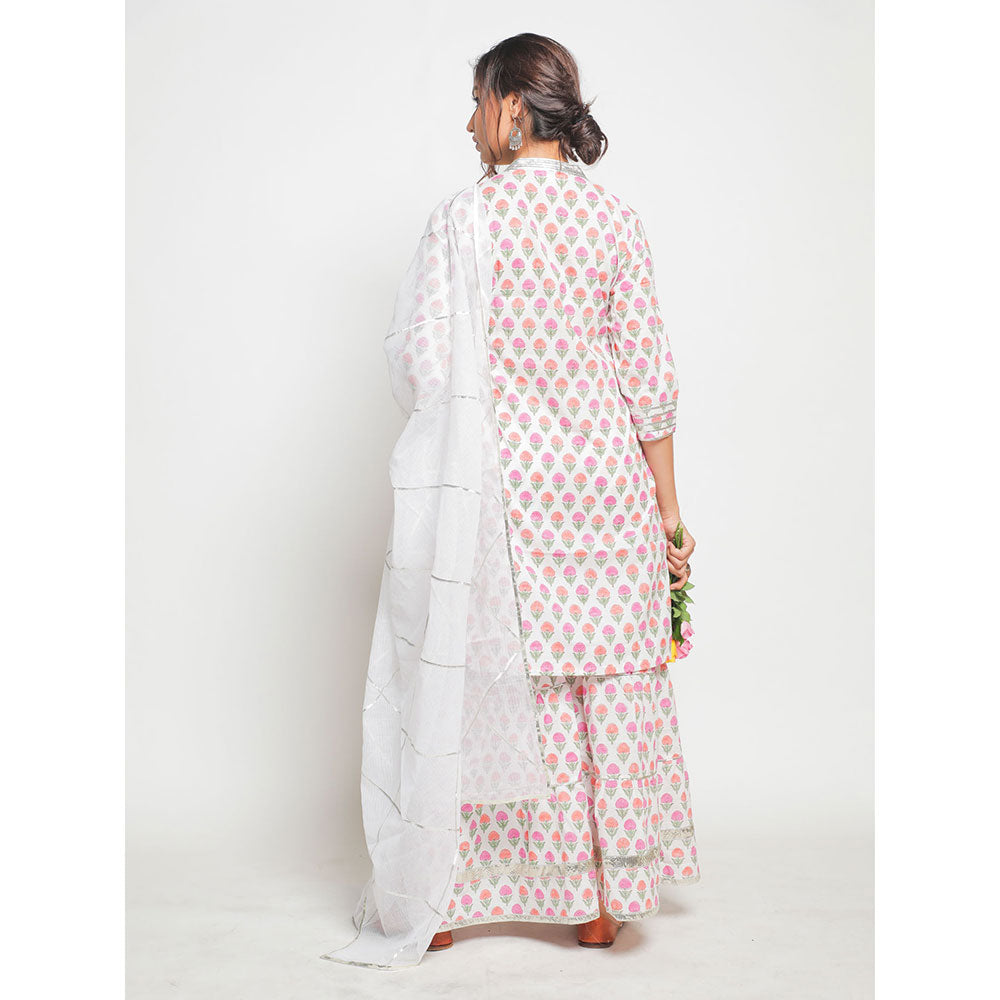 Maison Shefali Guldastan Shwet Sharara (Set of 3)