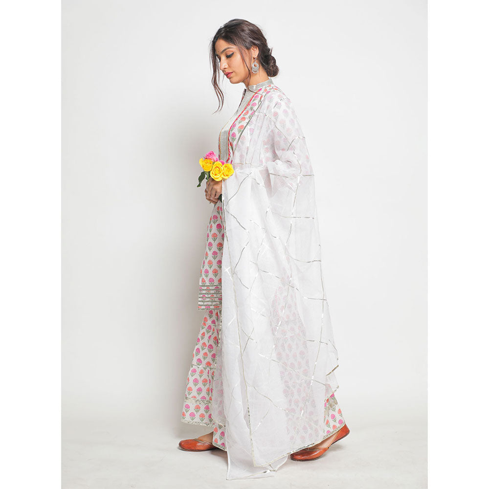 Maison Shefali Guldastan Shwet Sharara (Set of 3)
