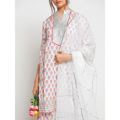 Maison Shefali Guldastan Shwet Sharara (Set of 3)