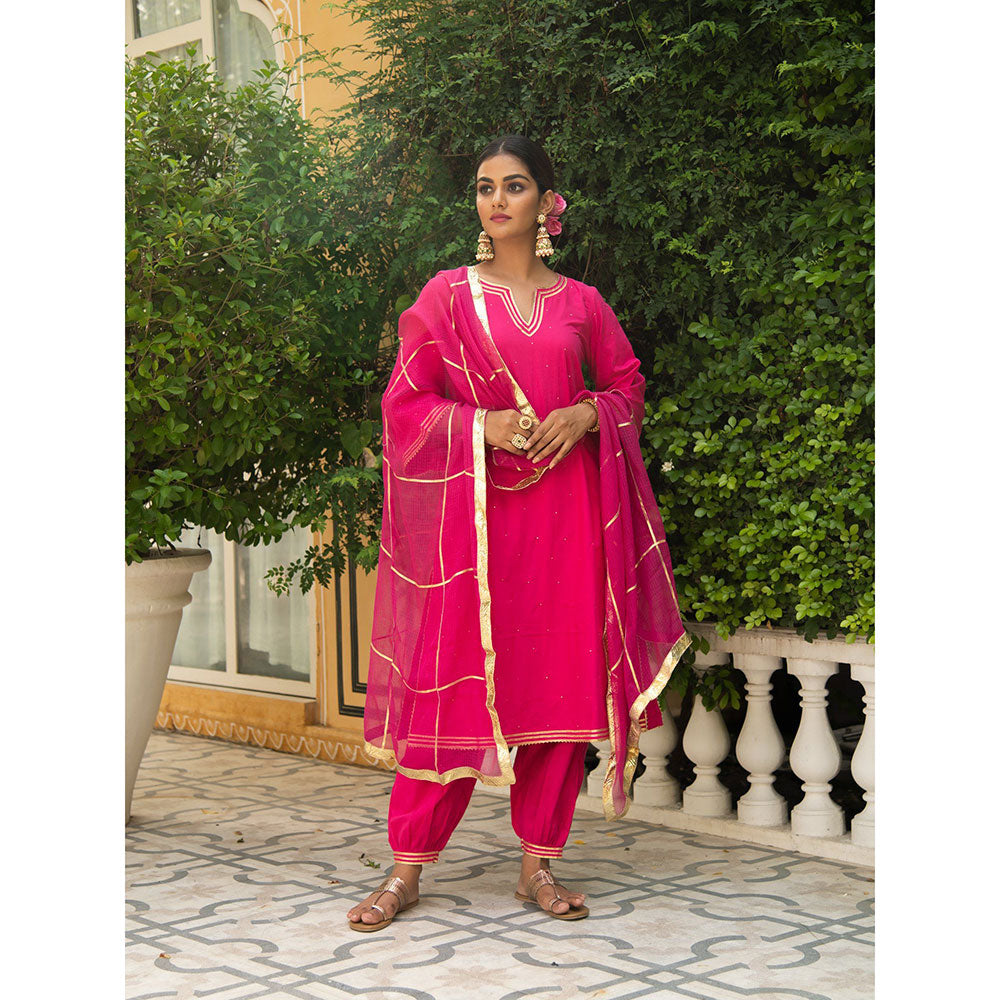 Maison Shefali Sindoori Gota Work Kurta with Salwar and Dupatta (Set of 3)