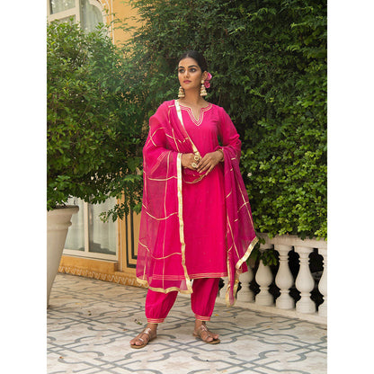 Maison Shefali Sindoori Gota Work Kurta with Salwar and Dupatta (Set of 3)