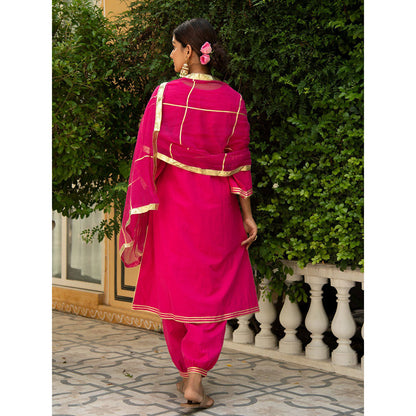 Maison Shefali Sindoori Gota Work Kurta with Salwar and Dupatta (Set of 3)