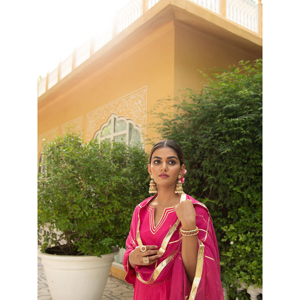 Maison Shefali Sindoori Gota Work Kurta with Salwar and Dupatta (Set of 3)