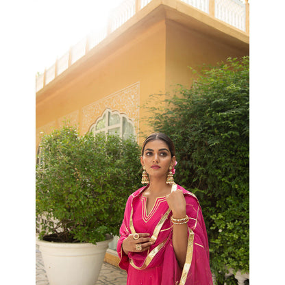Maison Shefali Sindoori Gota Work Kurta with Salwar and Dupatta (Set of 3)