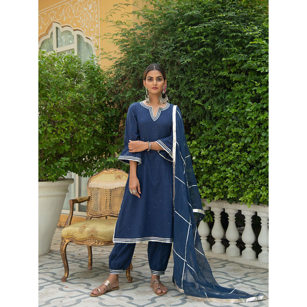 Maison Shefali Neela Gota Work Kurta with Salwar and Dupatta (Set of 3)