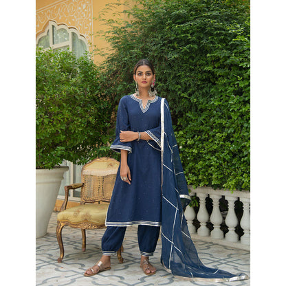 Maison Shefali Neela Gota Work Kurta with Salwar and Dupatta (Set of 3)