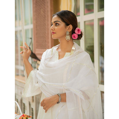 Maison Shefali Shwet Gota Work Kurta with Salwar and Dupatta (Set of 3)
