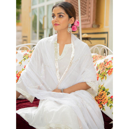 Maison Shefali Shwet Gota Work Kurta with Salwar and Dupatta (Set of 3)