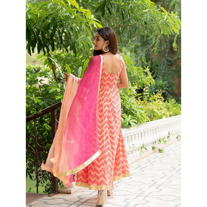 Maison Shefali Sindoori Kalidaar Anarkali Kurta with Dupatta (Set of 2)