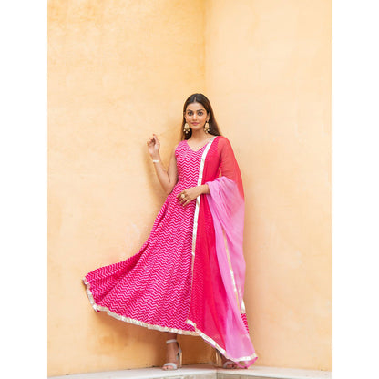 Maison Shefali Gulaal Kalidaar Anarkali Kurta with Dupatta (Set of 2)