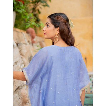 Maison Shefali Neel Chanderi Kaftan with Pants (Set of 2)