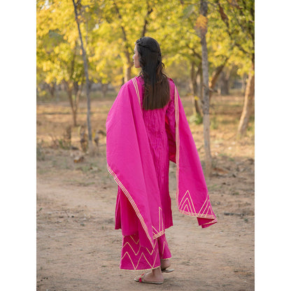 Maison Shefali Gulabo Gota Work Kurta with Farshi and Dupatta (Set of 3)