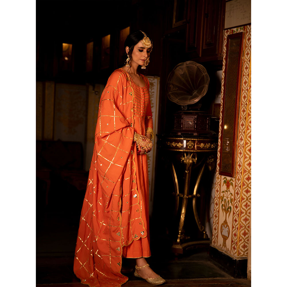 Maison Shefali Falak Cotton Kalidaar Farshi Anarkali (Set of 3)