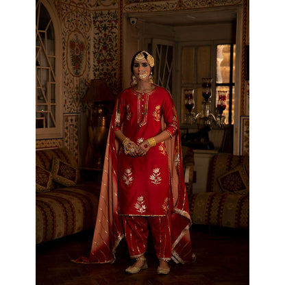 Maison Shefali Ulfat Gulaal Chanderi Silk Kurta Salwar (Set of 3)