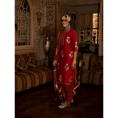 Maison Shefali Ulfat Gulaal Chanderi Silk Kurta Salwar (Set of 3)