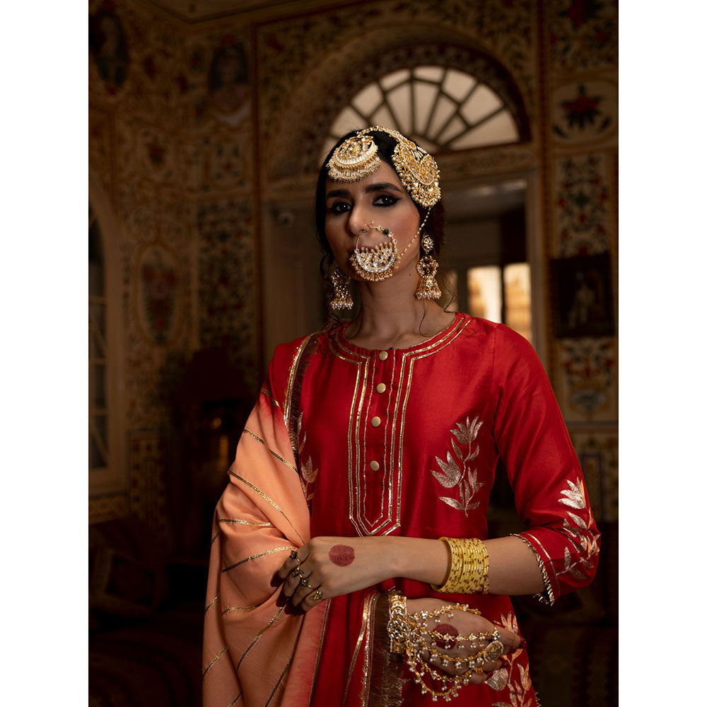 Maison Shefali Ulfat Gulaal Chanderi Silk Kurta Salwar (Set of 3)