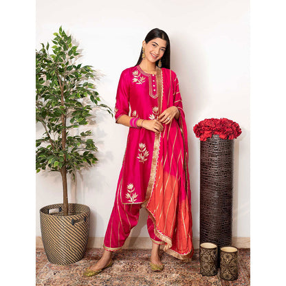 Maison Shefali Ulfat Surkh Chanderi Silk Kurta Salwar (Set of 3)