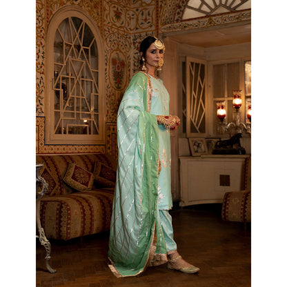 Maison Shefali Ulfat Firoza Chanderi Silk Kurta Salwar (Set of 3)