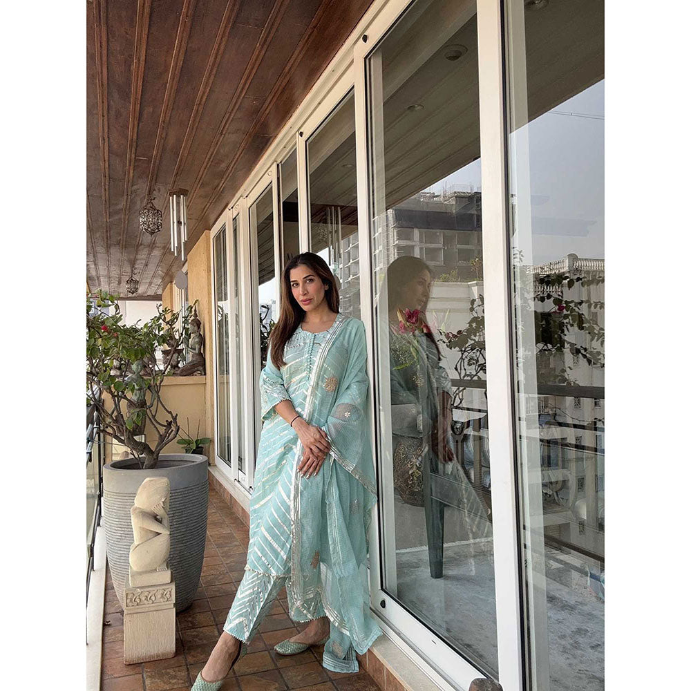 Maison Shefali Noor Harita Gota Lehriya Work Kurta (Set of 3)
