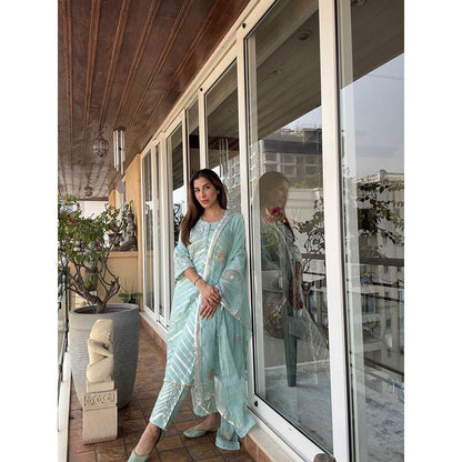 Maison Shefali Noor Harita Gota Lehriya Work Kurta (Set of 3)