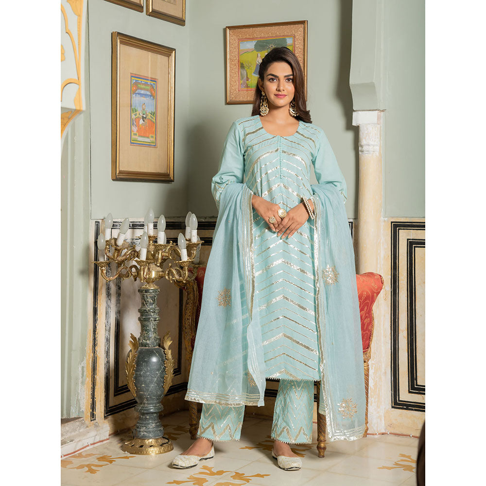 Maison Shefali Noor Harita Gota Lehriya Work Kurta (Set of 3)