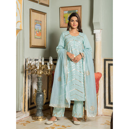 Maison Shefali Noor Harita Gota Lehriya Work Kurta (Set of 3)