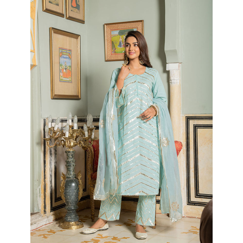 Maison Shefali Noor Harita Gota Lehriya Work Kurta (Set of 3)