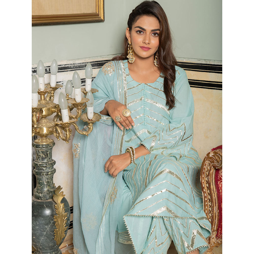 Maison Shefali Noor Harita Gota Lehriya Work Kurta (Set of 3)