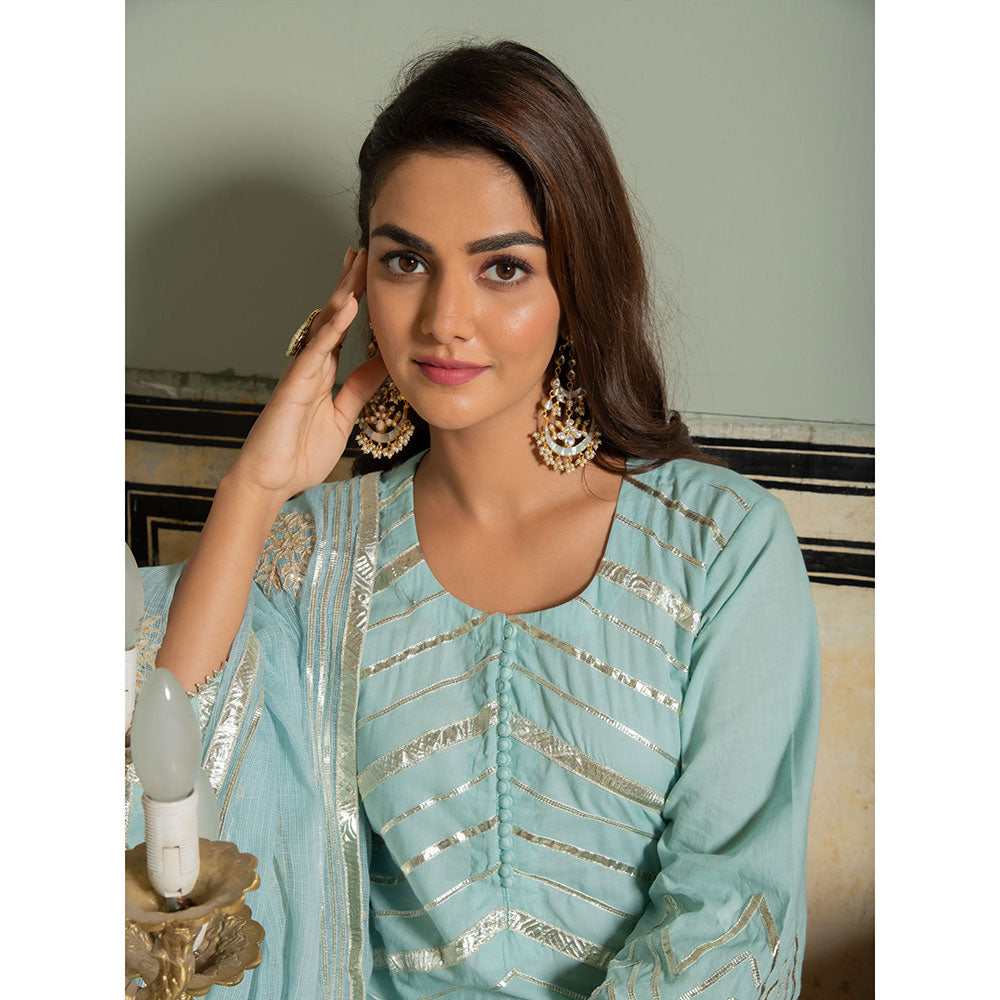 Maison Shefali Noor Harita Gota Lehriya Work Kurta (Set of 3)