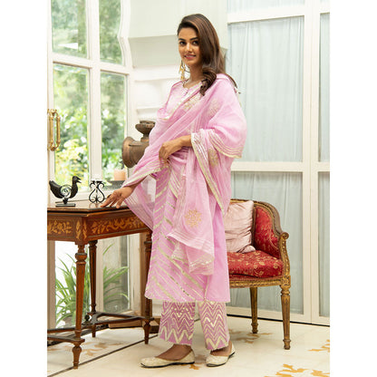 Maison Shefali Noor Gulabi Gota Work Kurta (Set of 3)