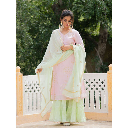 Maison Shefali Noor Harita Gulaab Sharara (Set of 3)
