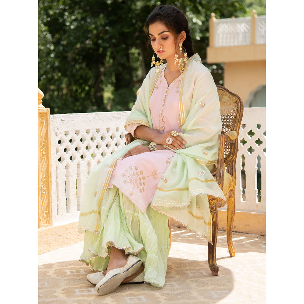 Maison Shefali Noor Harita Gulaab Sharara (Set of 3)
