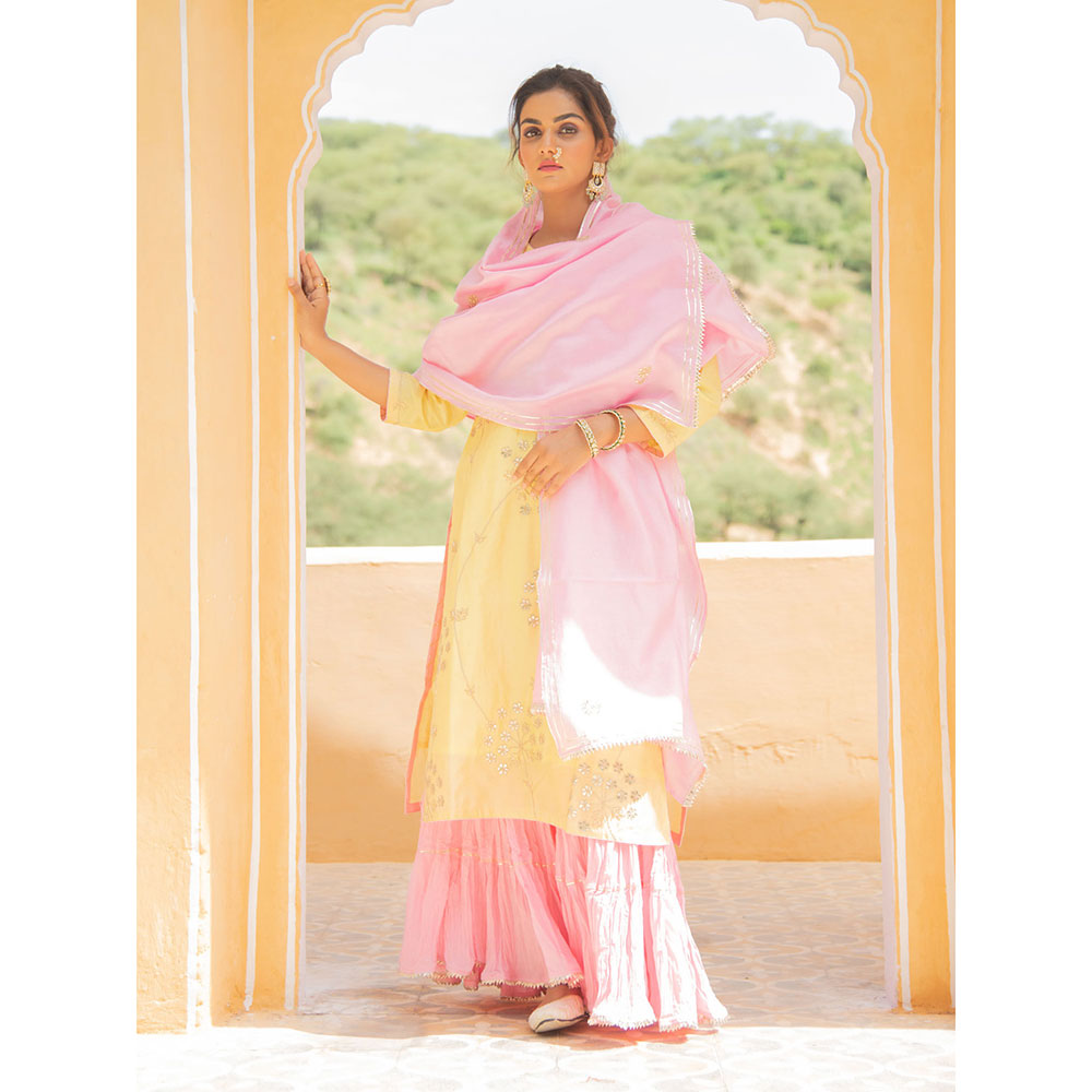 Maison Shefali Noor Haldi Gulaab Sharara (Set of 3)