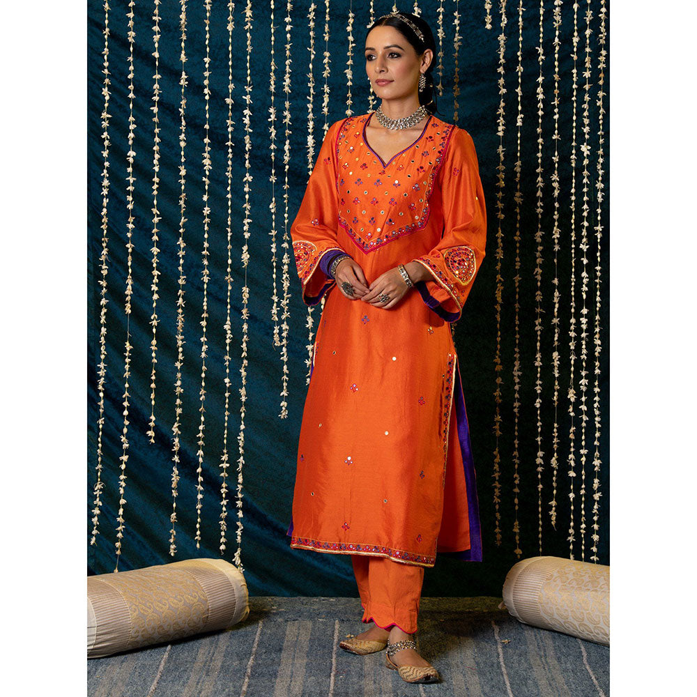 Maison Shefali Hunar Narangi Kurta (Set of 3)
