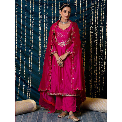 Maison Shefali Hunar Gulabi Kurta (Set of 3)