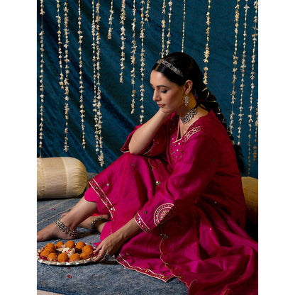 Maison Shefali Hunar Gulabi Kurta (Set of 3)