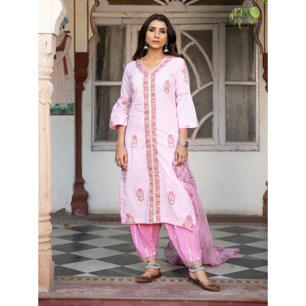 Maison Shefali Chaand Sahar Gulabi Kurta Salwar With Dupatta (Set of 3)