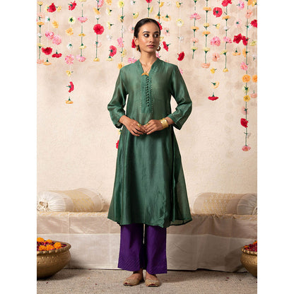Maison Shefali Sitara Classic Kurta Emerald (Set of 2)
