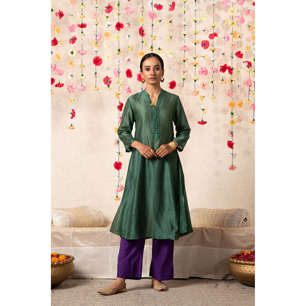 Maison Shefali Sitara Classic Kurta Emerald (Set of 2)